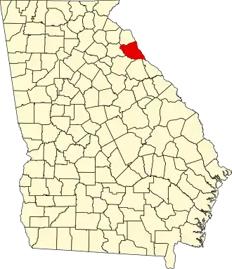 State map highlighting Elbert County