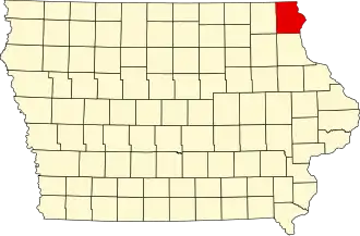 State map highlighting Allamakee County
