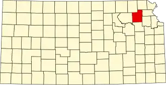 Map of Kansas highlighting Jackson County