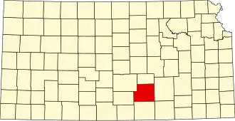 Map of Kansas highlighting Sedgwick County