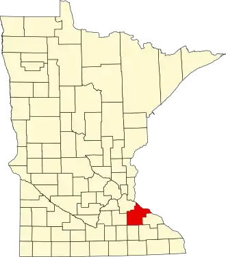 State map highlighting Goodhue County