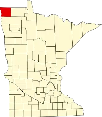 State map highlighting Kittson County
