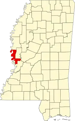 Map of Mississippi highlighting Issaquena County