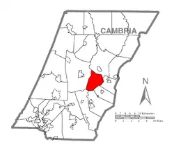 Location of Munster Township in Cambria County, Pennsylvania