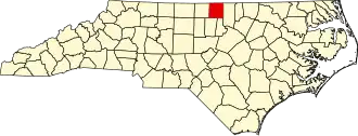 Map of North Carolina highlighting Person County