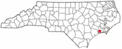 Location within the U.S. state of North Carolina