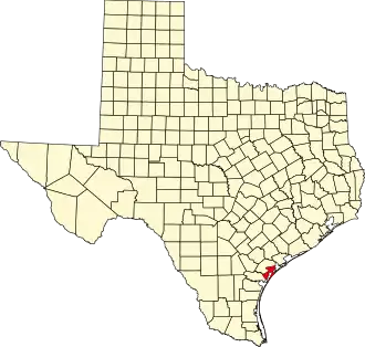 State map highlighting Aransas County