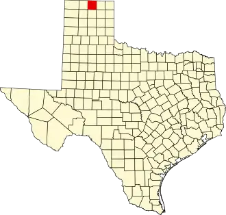 State map highlighting Hansford County
