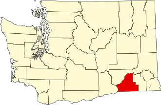State map highlighting Walla Walla County