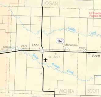 KDOT map of Wichita County (legend)