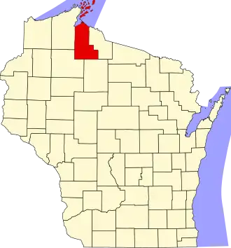 State map highlighting Ashland County
