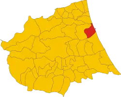 Location of Giulianova in the Province of Teramo
