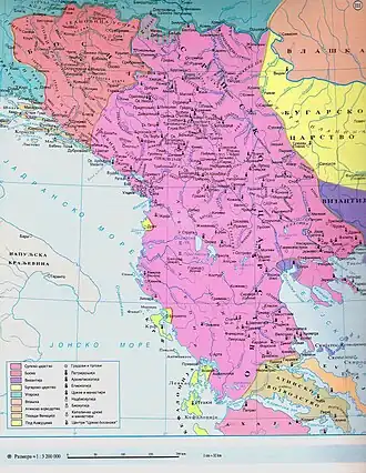Map of the Serbian Empire, University of Belgrade, 1922