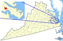 State map highlighting Williamsburg