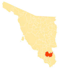 Location of the municipality in Sonora