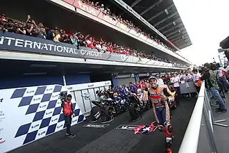 Marc Márquez after winning the 2018 Thailand motorcycle Grand Prix at Buriram International Circuit