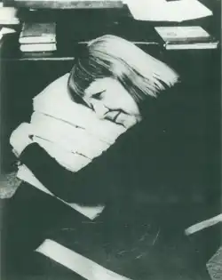 Marguerite Young, 1964. Photographed by Vytas Valaitis for the back jacket of "Miss MacIntosh, My Darling," Scribner's Sons, 1965.