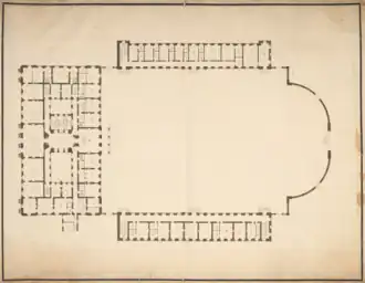 Plan of the Château including the new wings by Dewez (Archives Nationales)
