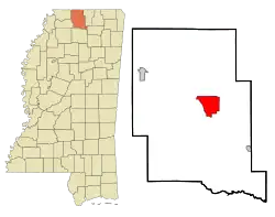 Location in Marshall County and the state of Mississippi