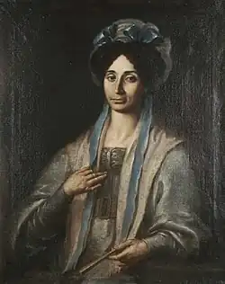 Portrait of Greek writer Elizabeth Moutzan-Martinegou