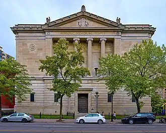 View of the front facade of the Montreal Masonic Memorial Temple