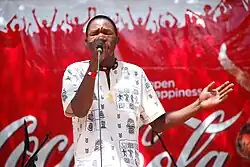 Mathias Muzaza lead vocalist for Mokoomba at Harare International Festival of the Arts 2011