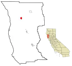 Location in Mendocino County and the state of California