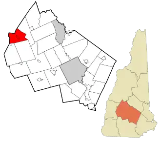Location in Merrimack County and the state of New Hampshire