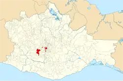 Location of the municipality in Oaxaca