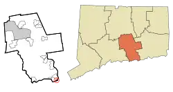 Fenwick's location within Middlesex County and Connecticut