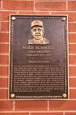Mike Schmidt's bronze 1990 Wall of Fame plaque