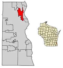 Location of Glendale in Milwaukee County, Wisconsin.