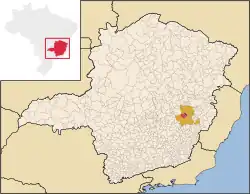 Location of Vale do Aço Metropolitan Area