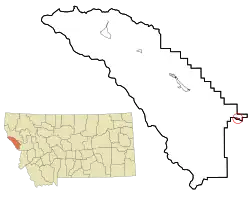Location in Mineral County and Montana