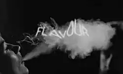 The television advertisement for Mirage e-cigarettes in 2015 depicted a man and woman vaping surrounded by plumes of aerosol (vapor). The advertisement included text that stated, "choice", "flavour", and "freedom".