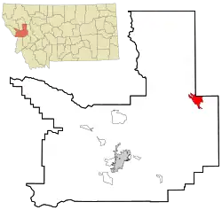 Location in Missoula County and the state of Montana