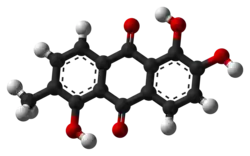 Ball-and-stick model of morindone