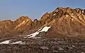 Dawn view of Aperture Peak (left) and Mt. Agassiz (right)