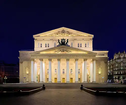 Bolshoi Theatre in Moscow, Russia; home to the Bolshoi Ballet