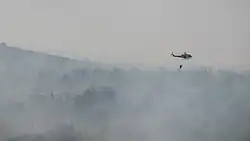 Cypriot Police Bell 412EP participating in fire fighting efforts in Israel, during the 2010 Mount Carmel forest fire