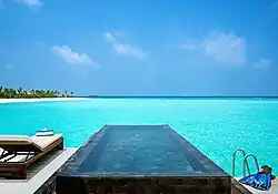 A private infinity pool in a resort in Maldives