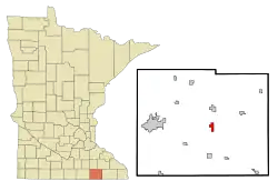 Location in Mower County and the state of Minnesota