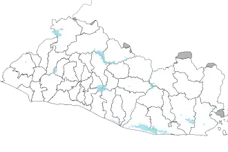 A map showing the borders of El Salvador's 44 municipalities after being reduced from 262