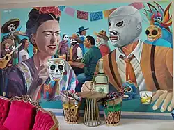 El Santo hand Painted Mural, it represents the deep love Mexican people hold to the character that for many years entertained hundreds of thousands of people leading the Luchador to become a part of the Mexican Folclore.