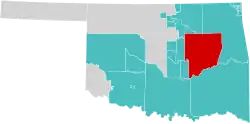 Location (red) in the U.S. state of Oklahoma