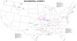 Image 8A map of all NAIA Division I basketball teams. (from College basketball)