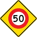 50 km/h speed limit ahead
