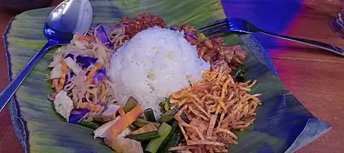 Bihun goreng as part of nasi rames in Indonesia
