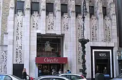 The Chipotle restaurant at the base