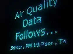 Display showing poor air quality for PM2.5 and PM10